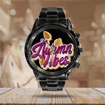 Discover Autumn Vibes Calendar Steel Band Watch
