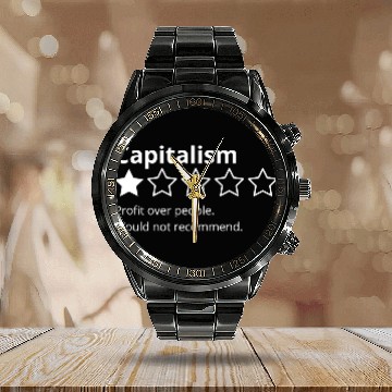 Discover Capitalism Review Calendar Steel Band Watch
