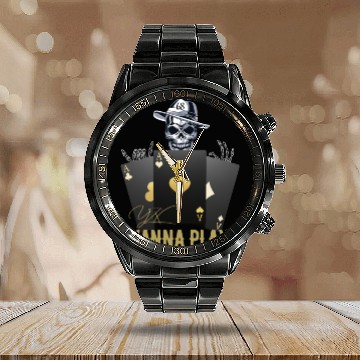 Discover Wanna play skull Calendar Steel Band Watch