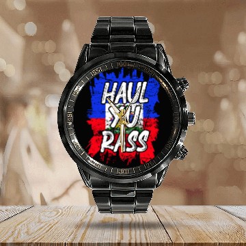 Discover Creole Magic Afro Pride Kriol Haiti Flag Haitian Calendar Steel Band Watch