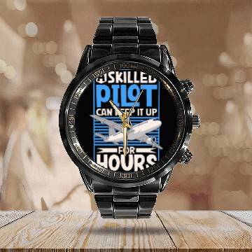 Discover Pilot Aviation Airplane Airline Future Pilots Calendar Steel Band Watch