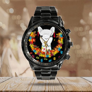 Discover decorated alpaca in an autumnal setting Calendar Steel Band Watch