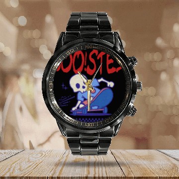 Discover BOO!STEDHalloween Skater Skull Calendar Steel Band Watch