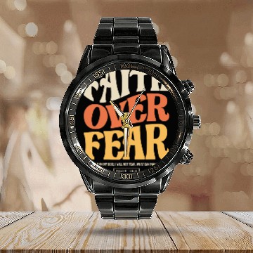 Discover Faith Over Fear - Psalm 118:6 Christian Calendar Steel Band Watch
