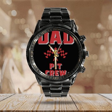 Discover Dad Pit Crew Racing For Daddy Calendar Steel Band Watch