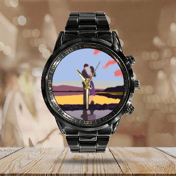 Discover Romantic couple dance with sakura flowers Calendar Steel Band Watch