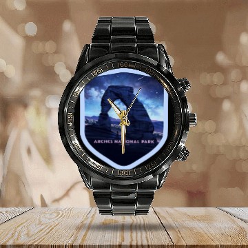 Discover Arches National Park Stickers Calendar Steel Band Watch