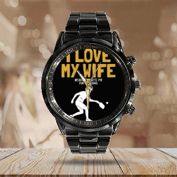 Discover I Love My Wife Pickleball Coach Player Pro Team Calendar Steel Band Watch