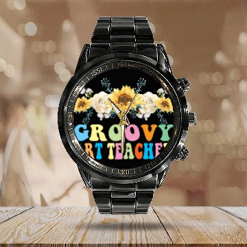 Discover Groovy Art Teacher Flower Gift Calendar Steel Band Watch