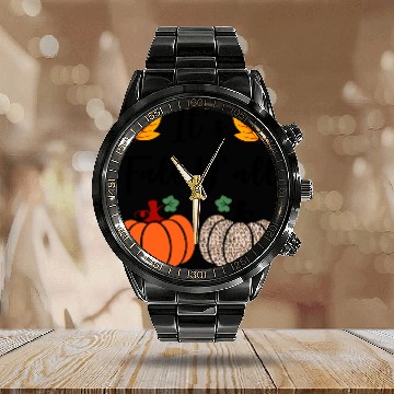 Discover It s Fall Y all Cute Gnomes Pumpkin Spice Season Calendar Steel Band Watch