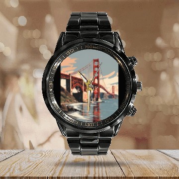 Discover Golden Gate Bridge California Calendar Steel Band Watch, Golden Gate