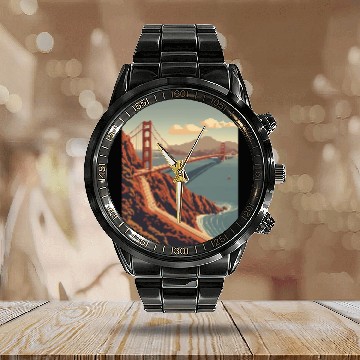 Discover Golden Gate Bridge California Calendar Steel Band Watch, Golden Gate