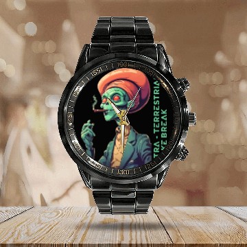Discover Alien Relax for Break Calendar Steel Band Watch