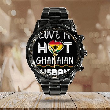 Discover Funny Ghanaian Husband Proud Wife Calendar Steel Band Watch