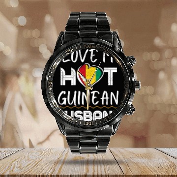 Discover Funny Guinean Husband Proud Wife Calendar Steel Band Watch