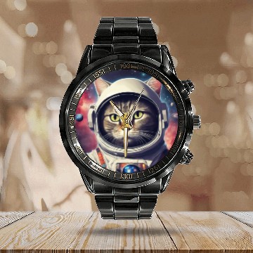Discover space cat Calendar Steel Band Watch