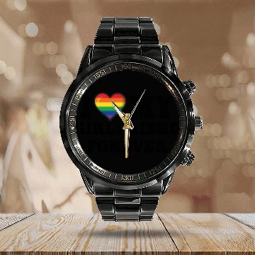 Discover I Love My Girlfriend Forever Lgbtq Pride Calendar Steel Band Watch