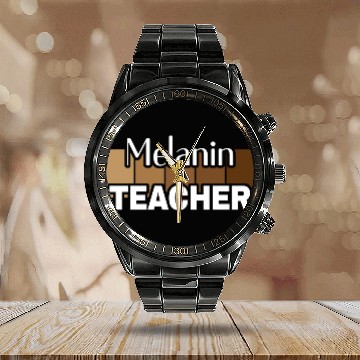 Discover Melanin Teacher Life Afro Teacher African American Calendar Steel Band Watch