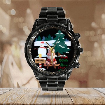 Discover "Jolly Christmas Cheer" Calendar Steel Band Watch