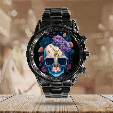 Discover Floral Skull | C04 Calendar Steel Band Watch