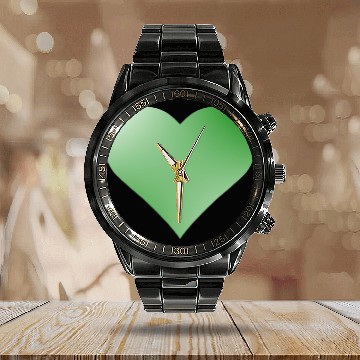 Discover Green Cute Heart Icon Calendar Steel Band Watch