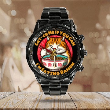 Discover I'm eating Ramen Japanese cat Calendar Steel Band Watch