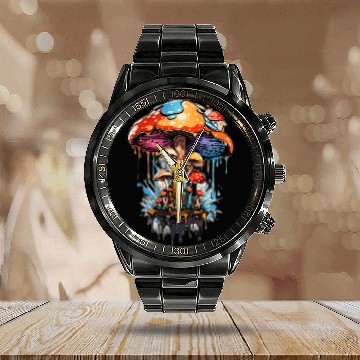 Discover Step into the Enchanted Woodland: Psychedelic Calendar Steel Band Watch