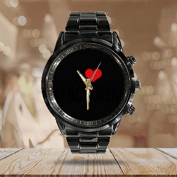 Discover I Love My Boyfriend Calendar Steel Band Watch