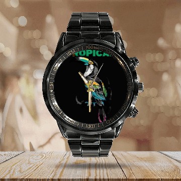 Discover Tropical Charm: Toucan Paradise Calendar Steel Band Watch