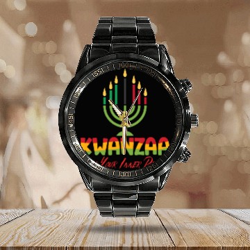 Discover Celebrate Kwanzaa, Embrace your Inner Peace Calendar Steel Band Watch