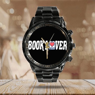 Discover Bookworm Reading Literature Page-turner Book Lover Calendar Steel Band Watch