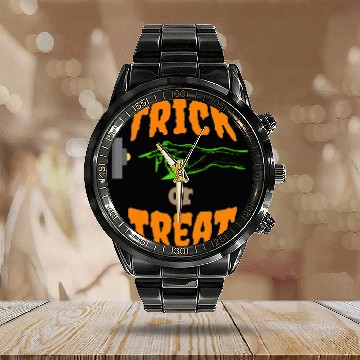 Discover Trick or Treat Doorbell Calendar Steel Band Watch