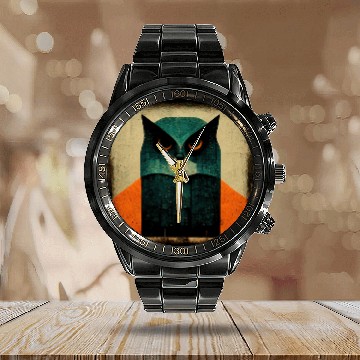 Discover Mod Owl: Disapproving Owl Calendar Steel Band Watch