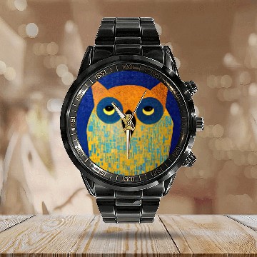 Discover Mod Owl: Bored Owl Calendar Steel Band Watch