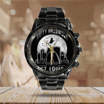 Discover St. Louis Missouri Happy Halloween Calendar Steel Band Watch