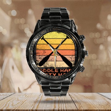 Discover Dragon Boat Paddle Hard Party Hard Calendar Steel Band Watch