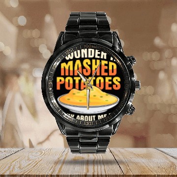 Discover I Wonder If Mashed Potatoes Thanksgiving Food Calendar Steel Band Watch