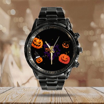Discover Trick or Treat Calendar Steel Band Watch