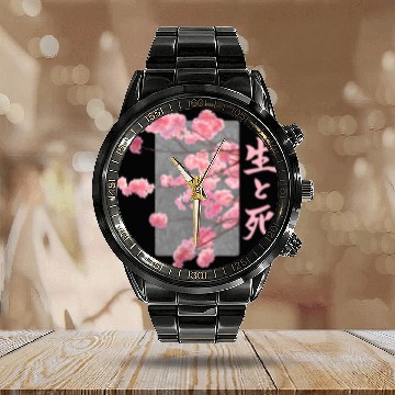 Discover Cherry Blossom Life And Death SeiToShi Kanji Japan Calendar Steel Band Watch