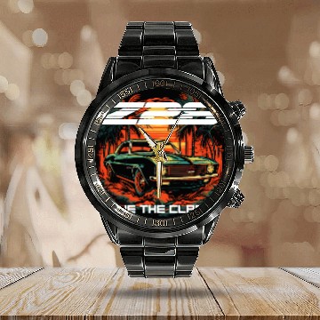 Discover Sunset Camaro Z28 Calendar Steel Band Watch