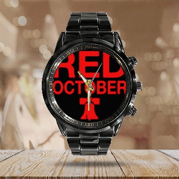 Discover Vintage Red October Philly Philadelphia Calendar Steel Band Watch
