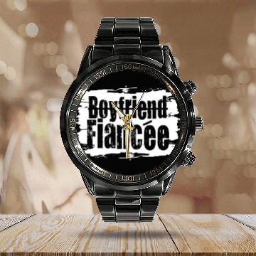 Discover Couple Engagement Engaged Men Funny Fiancee Calendar Steel Band Watch