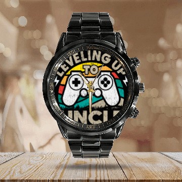 Discover Leveled Up To Uncle Gamer Gaming Future Uncle Calendar Steel Band Watch