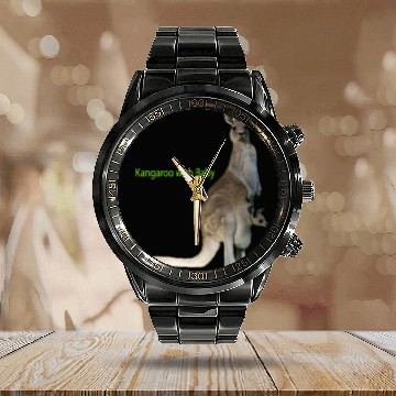 Discover baby with kangaroo Calendar Steel Band Watch