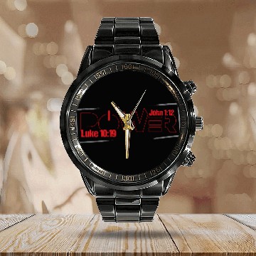 Discover POWER- Inspired by Scripture, bible verse decor Calendar Steel Band Watch