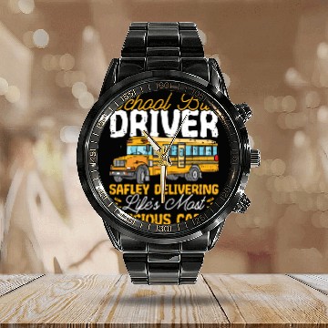 Discover School Bus Adult Delivery Specialist Bus Driver Calendar Steel Band Watch