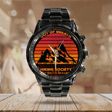 Discover Out of Breath Hiking Society Calendar Steel Band Watch