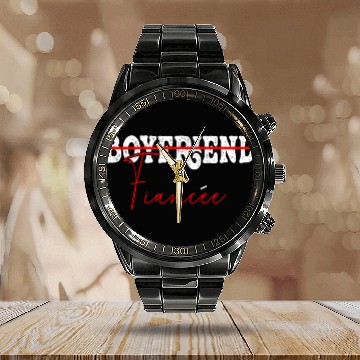 Discover Couple Engagement Engaged Men Funny Fiancee Calendar Steel Band Watch