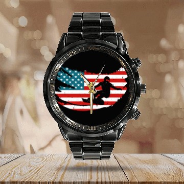 Discover USA Snowboarding Snowboarder Calendar Steel Band Watch Snowboard