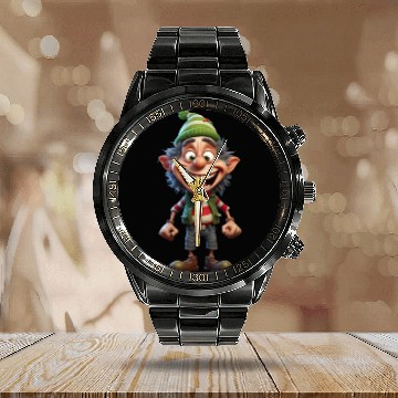 Discover Joyful Christmas Cartoon Festive Frolics Calendar Steel Band Watch